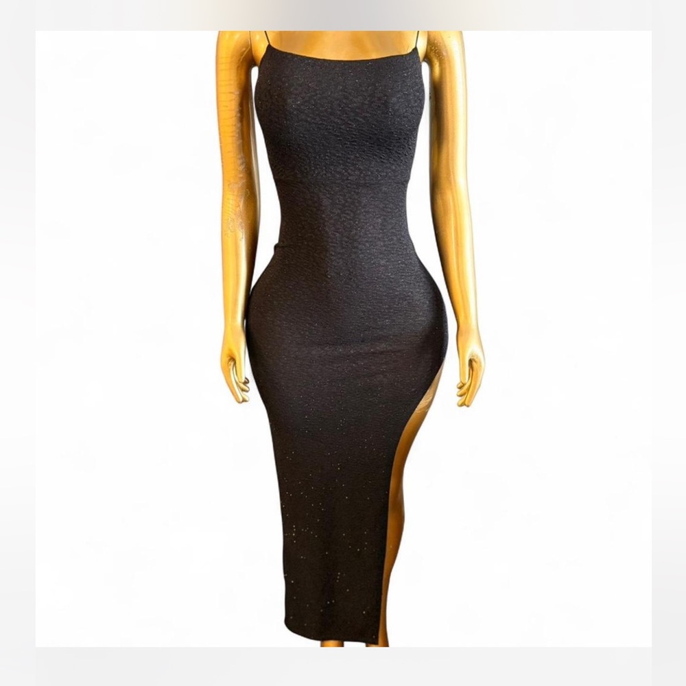 Windsor Black Strapless Sparkle Bodycon Midi Dress